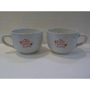Set of 2 The Peanut Butter to My Jelly Soup Mugs Large Coffee Cups 2-Sided